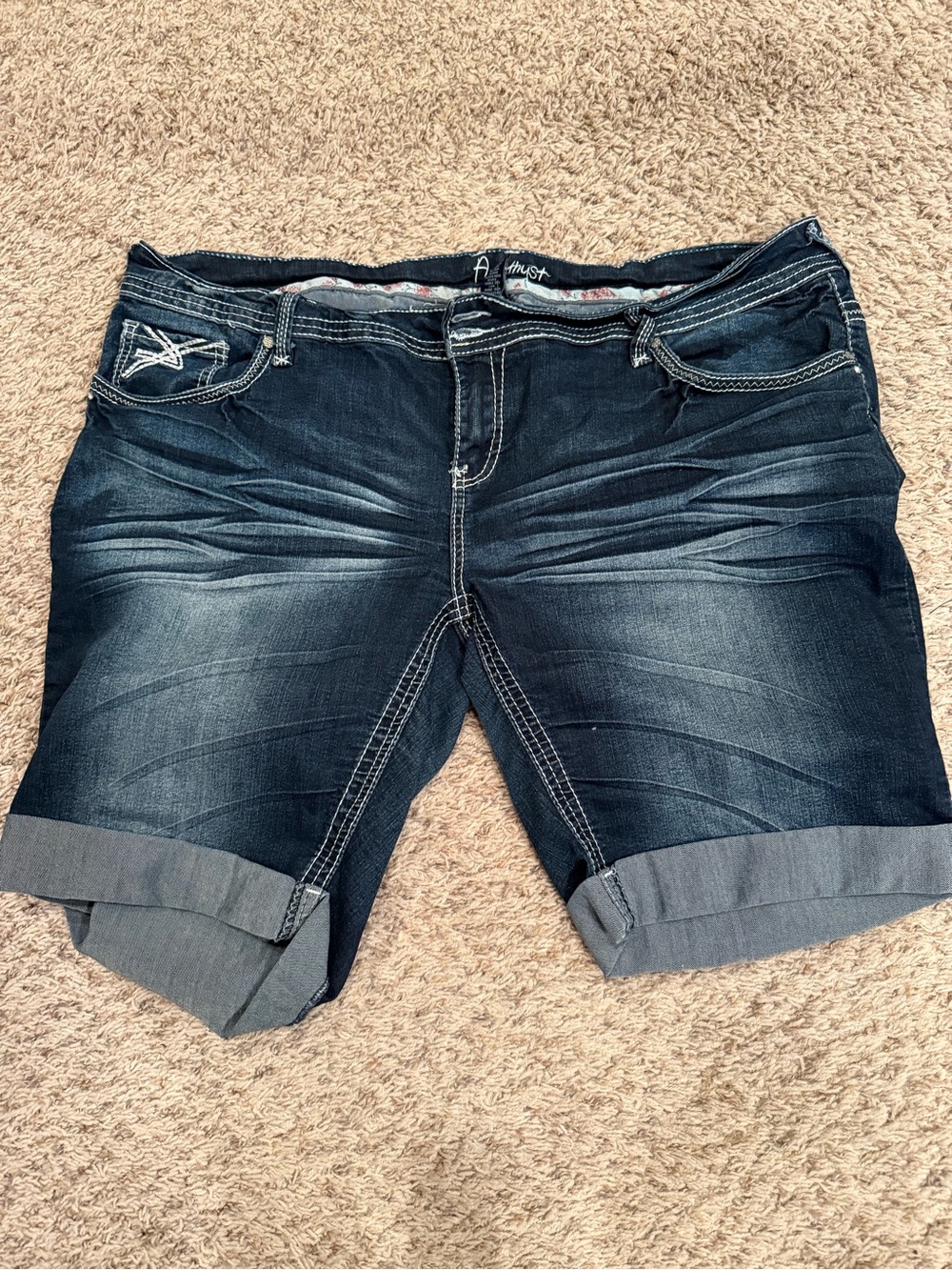 Amethyst Jeans Dark Blue Rolled Cuff Jean Shorts